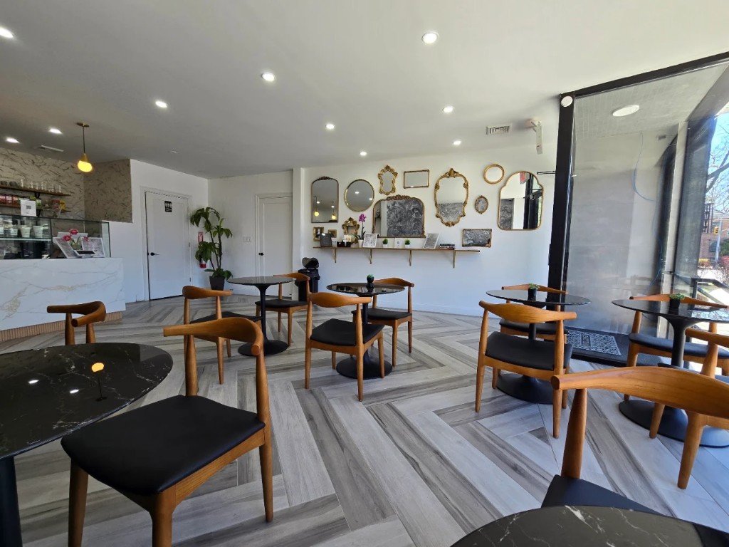 Sunlit seating area at The Hill's Cafe